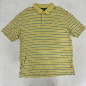 Masters Collection Mens Size 2XL‎ Polo Shirt Yellow Blue Striped Golf Collared